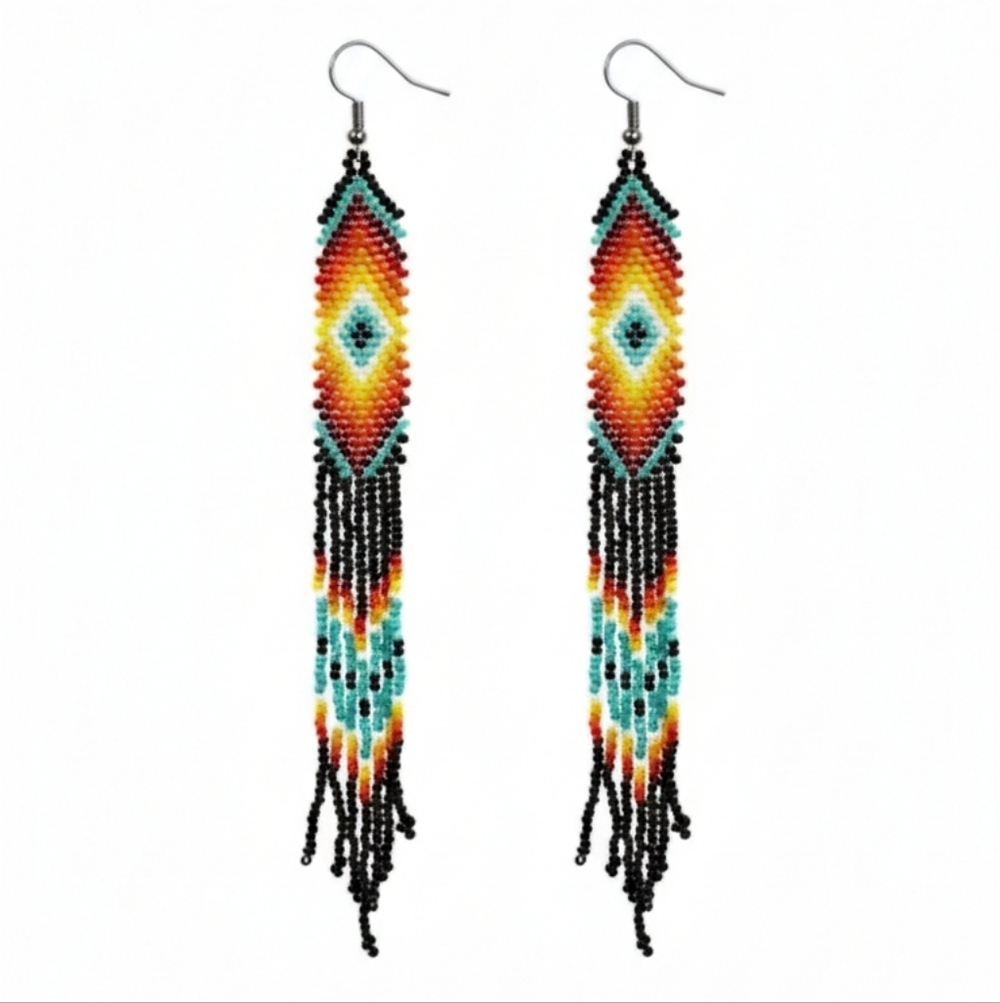 🆕️ Long Handcrafted Colorful Beaded Dangle Earrings
